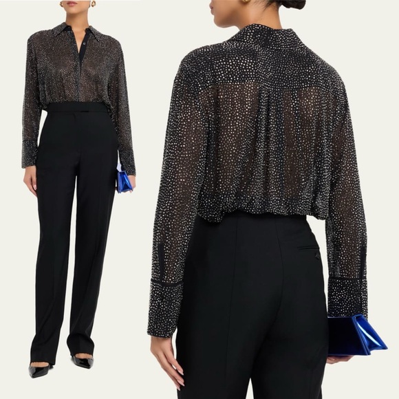 Alice + Olivia Crystal Embellished Oversized Button Down Size XS NWT - Picture 11 of 16